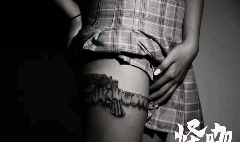 蕾丝手枪 玫瑰皇后和人鱼纹身图片