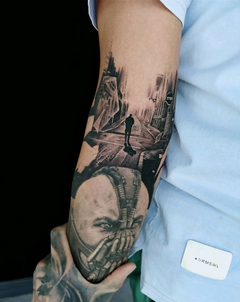 花臂继续纹身图片_原创暗黑纹身图案