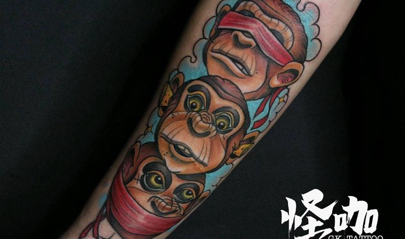 school猴子纹身图片