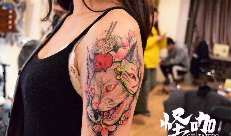 日式纹身图片_手臂New School纹身图案