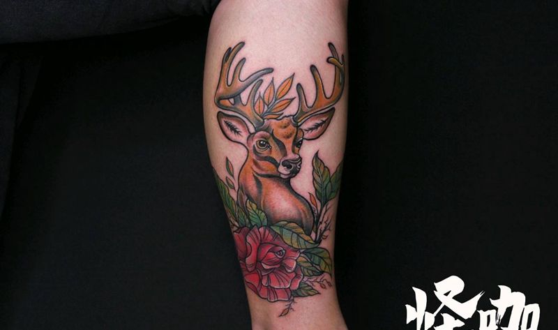 小鹿纹身图片