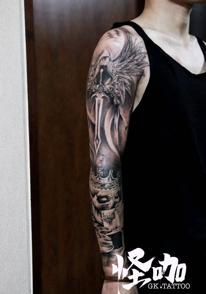 写实花臂纹身图片_手臂欧美写实纹身图案