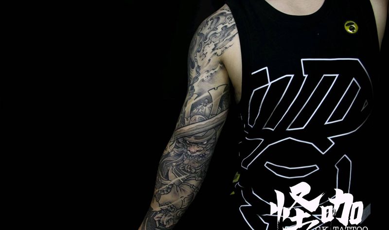 鬼武士纹身图片