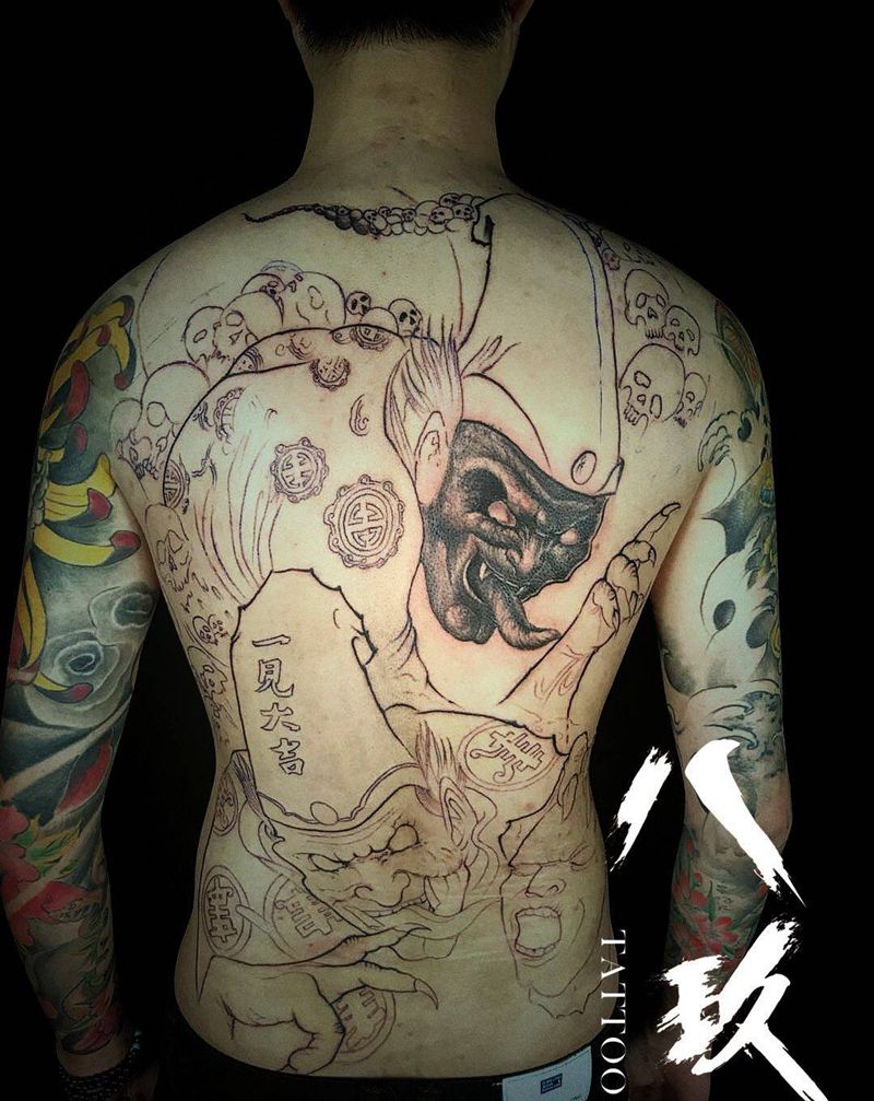 黑白无常纹身图片