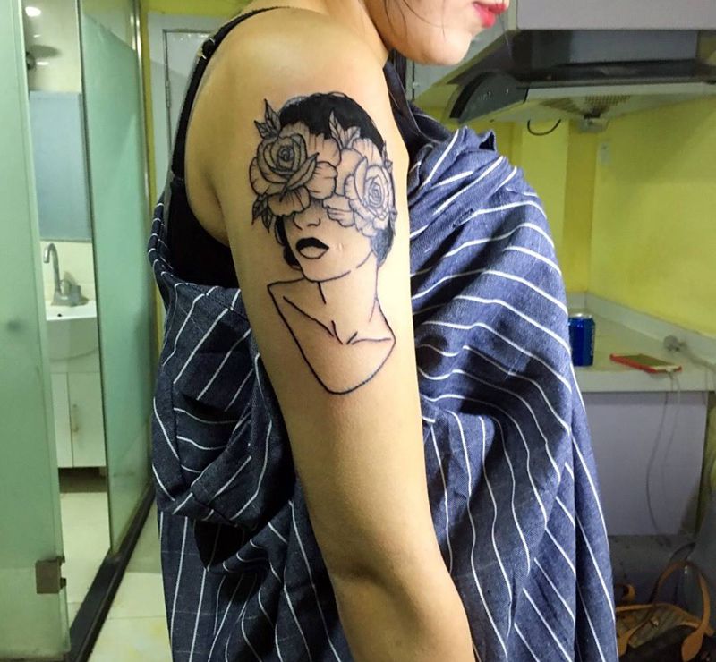 欧美线条纹身图片