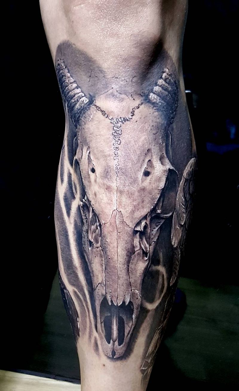 写实头骨纹身图片_写实原创暗黑纹身图案