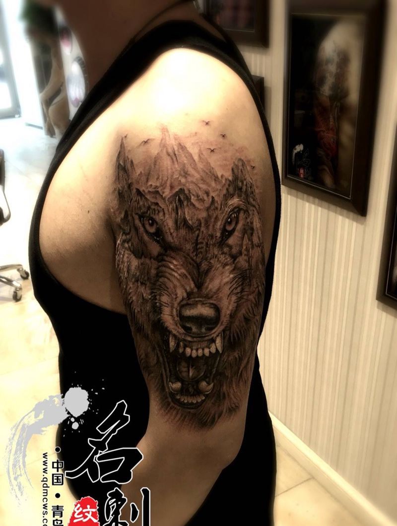 狼纹身图片