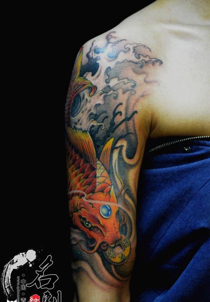 鲤鱼纹身纹身图片_手臂臀部传统动物成品纹身图案