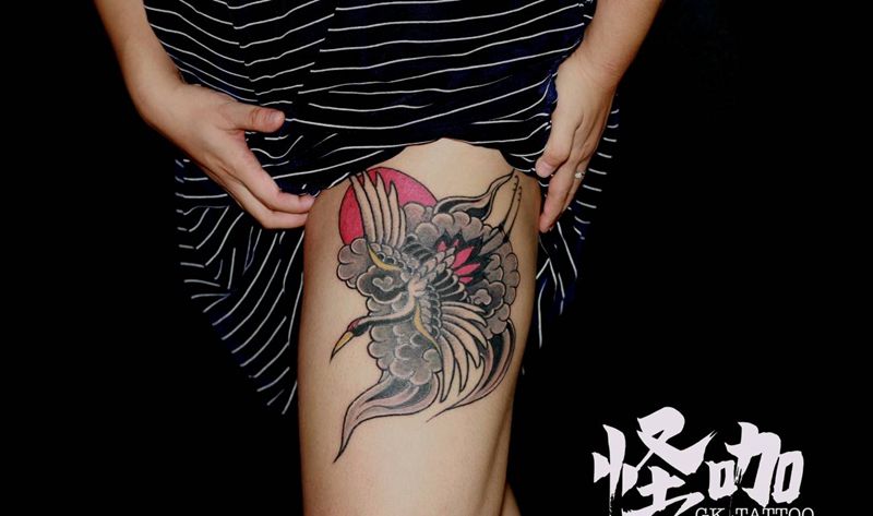 鹤纹身图片