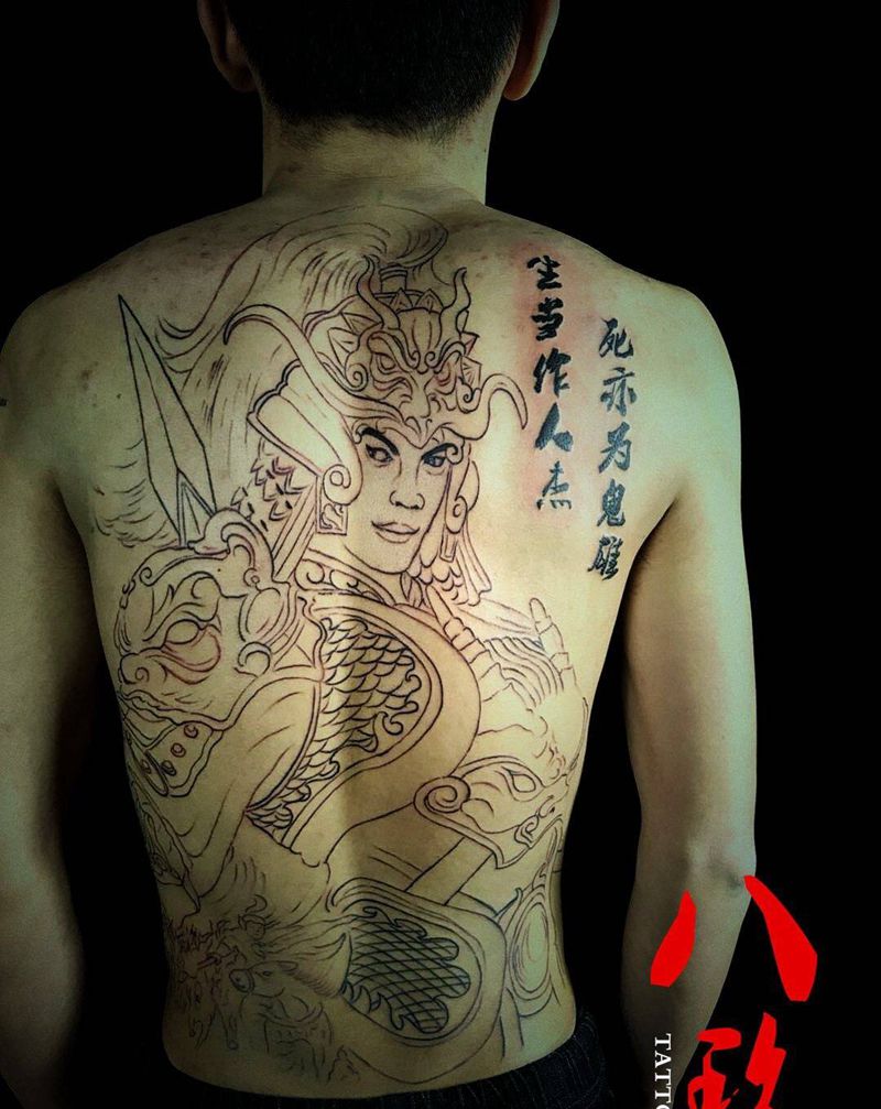 满背赵云，恢复后上色。. PS:王哥  7折还在继续[机智]纹身图片