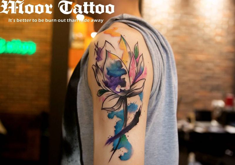 遮盖纹身图片_手臂水彩纹身图案