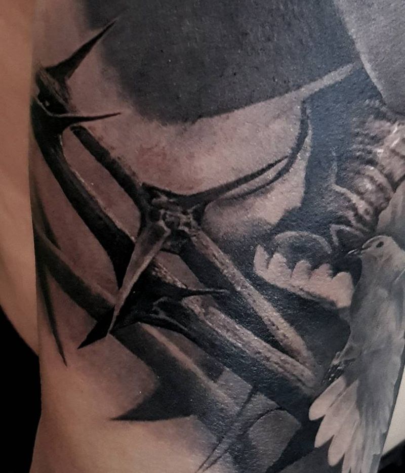 荆棘纹身图片_手臂写实植物暗黑成品纹身图案