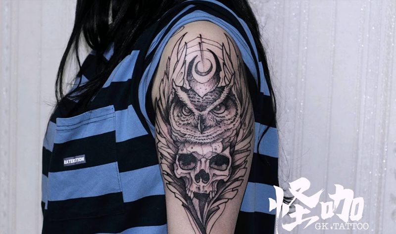 暗黑风纹身图片_手臂纹身图案