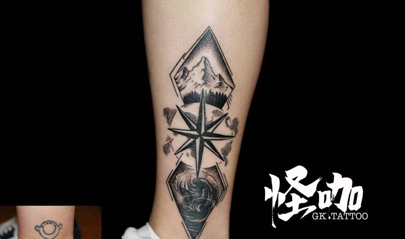 指南针纹身图片