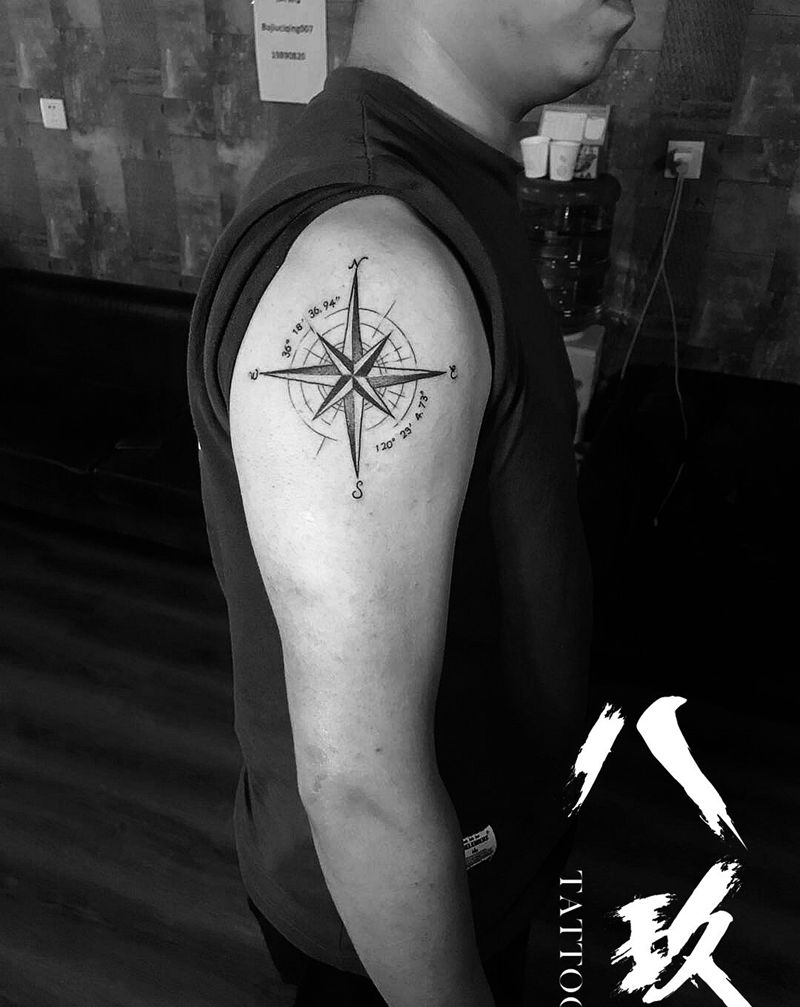 指南针纹身图片