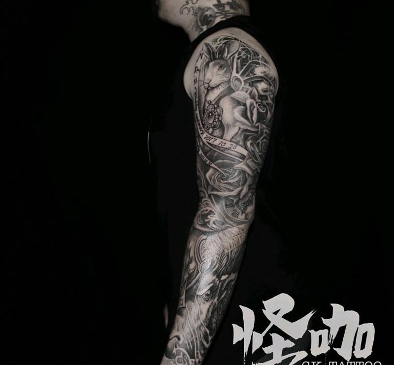 花臂-欧美写实纹身图片_手臂欧美写实纹身图案