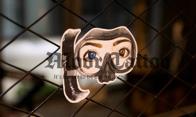 潜水镜纹身图片_原创手稿纹身图案