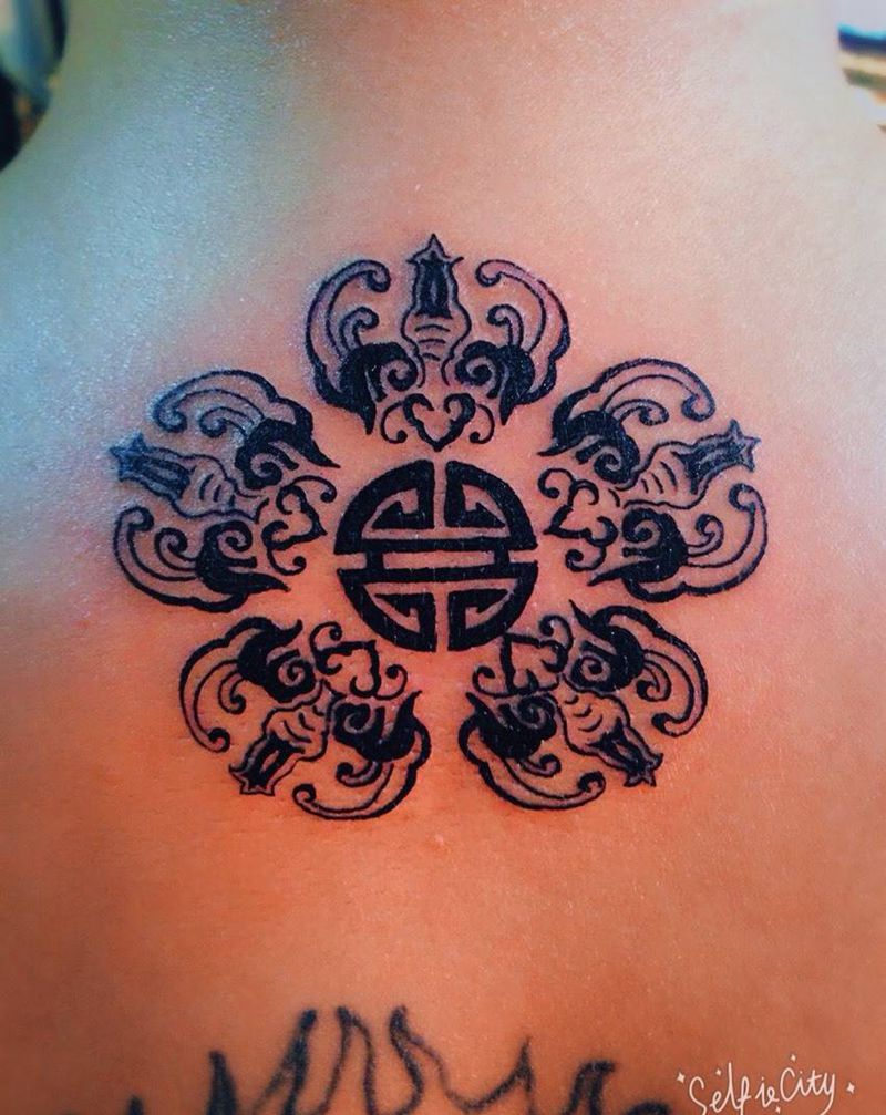 五福临门纹身图片