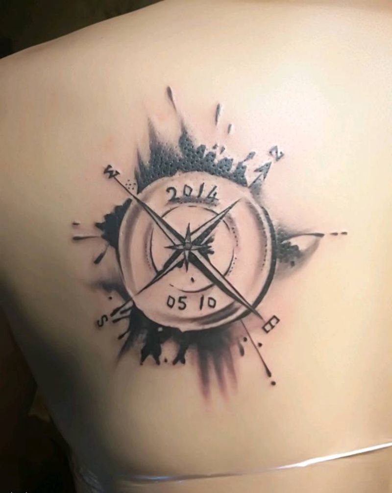 指南针纹身图片_肩部欧美成品纹身图案
