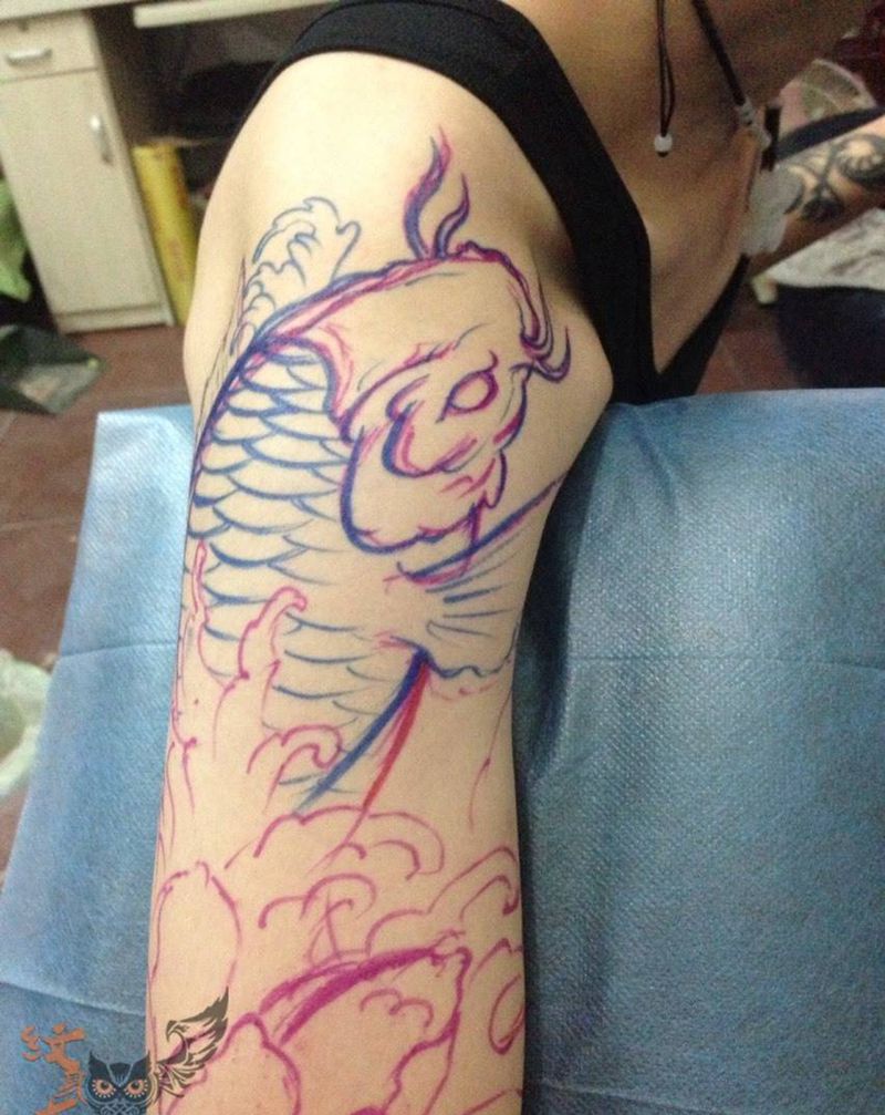 招财神鱼纹身图片