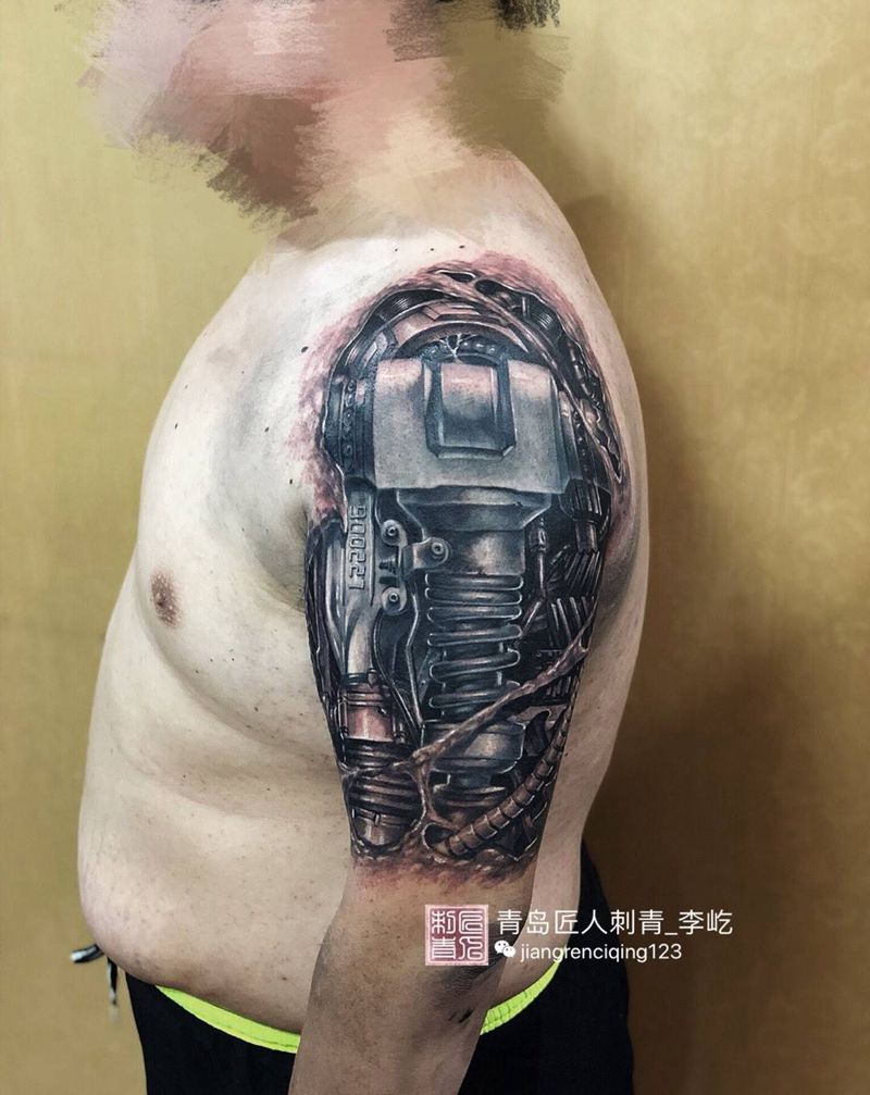 机械臂纹身图片_成品手臂欧美写实原创纹身图案