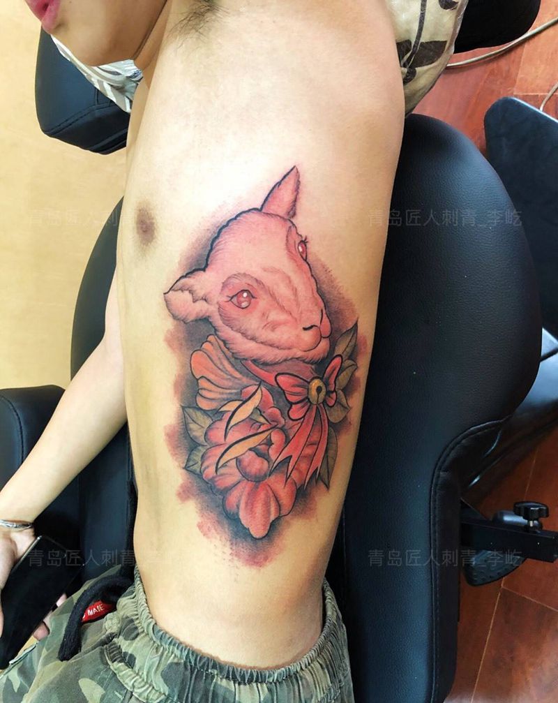 new school纹身图片_成品腰部欧美清新动物原创纹身图案