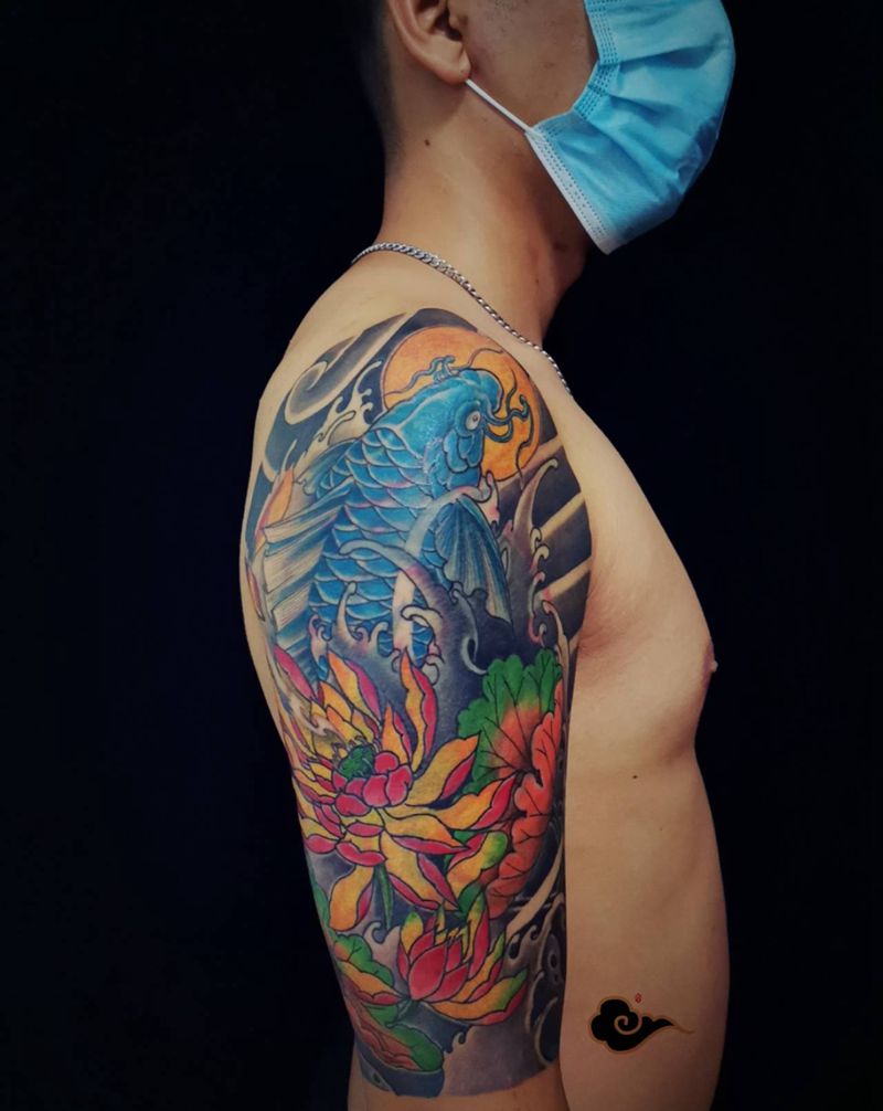 大臂遮盖纹身图片_肩部手臂纹身图案