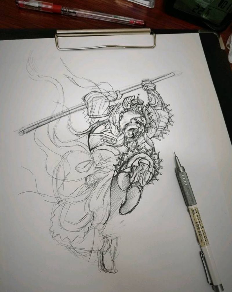 大圣纹身图片_新传统齐天大圣纹身图案