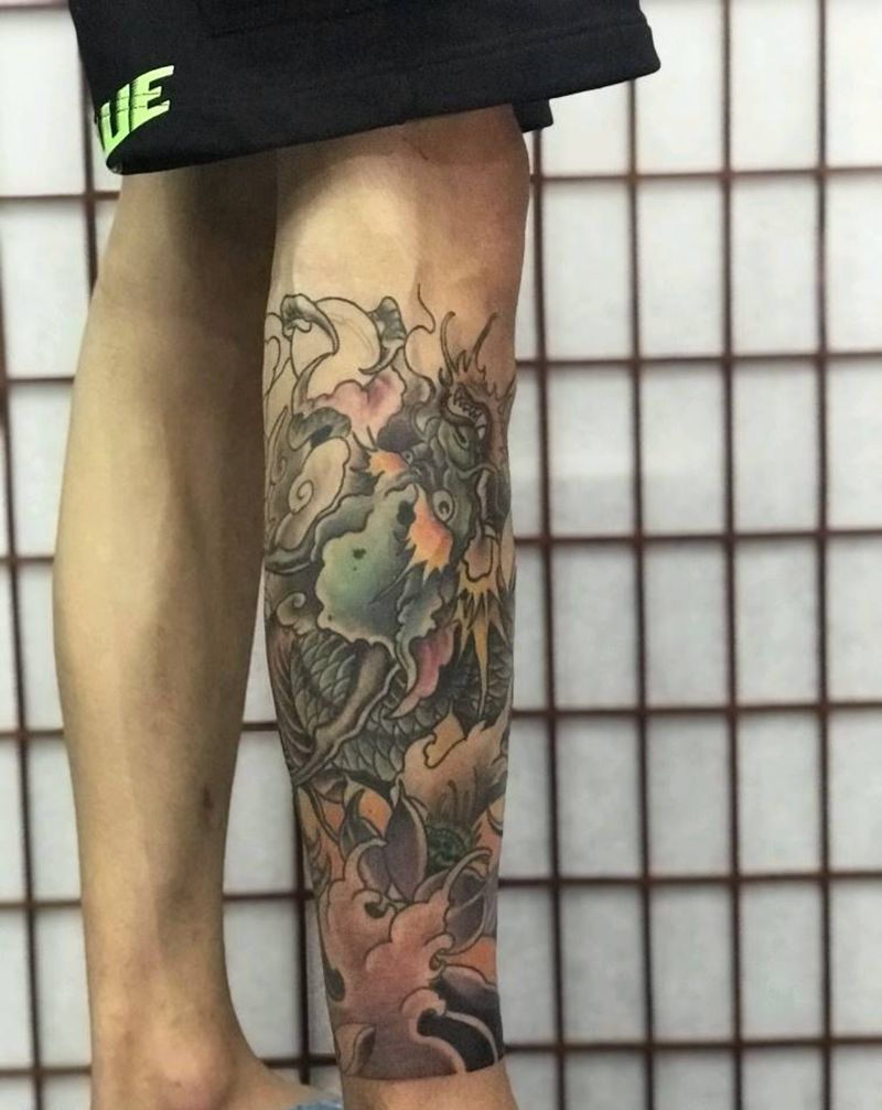 修改小腿纹身图片_腿部纹身图案