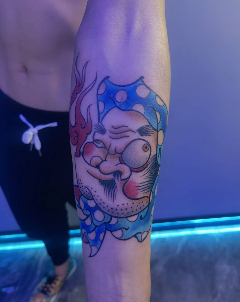 日式火男纹身图片_手臂老传统纹身图案