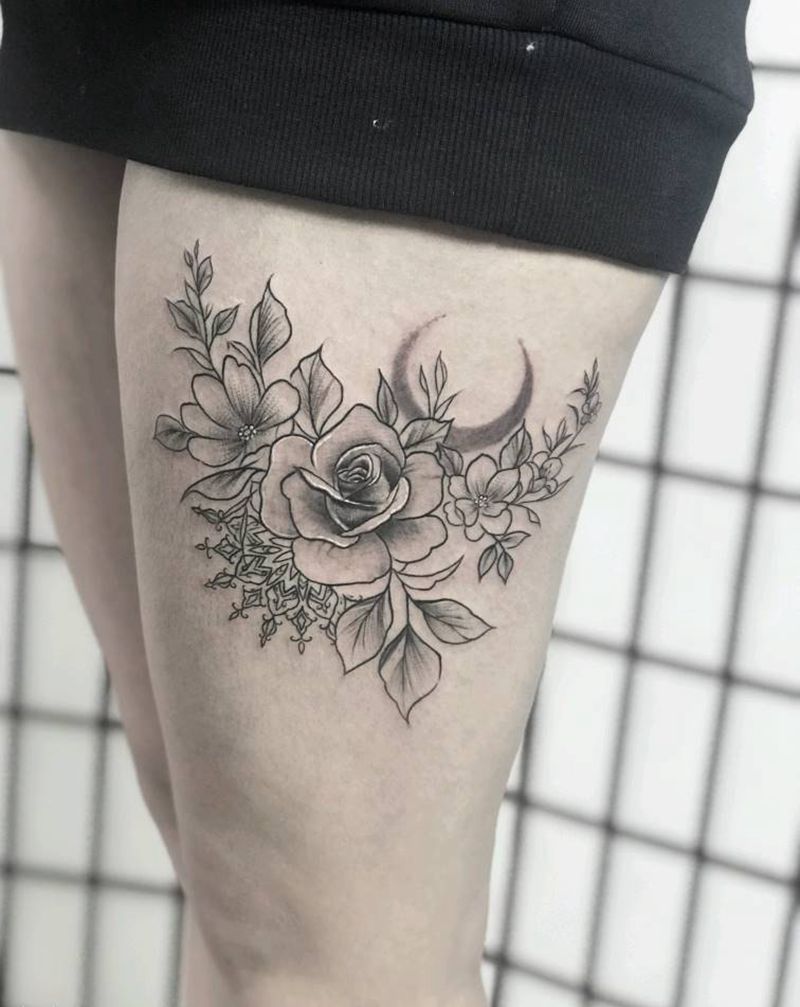 素花字母合集纹身图片_肩部手臂纹身图案