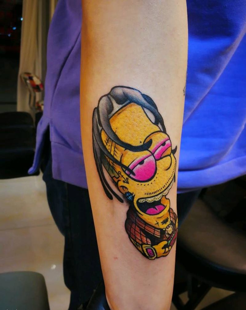 它是谁我也不知道哈哈纹身图片_手臂New School纹身图案