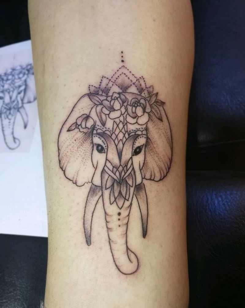 清新小象纹身图片