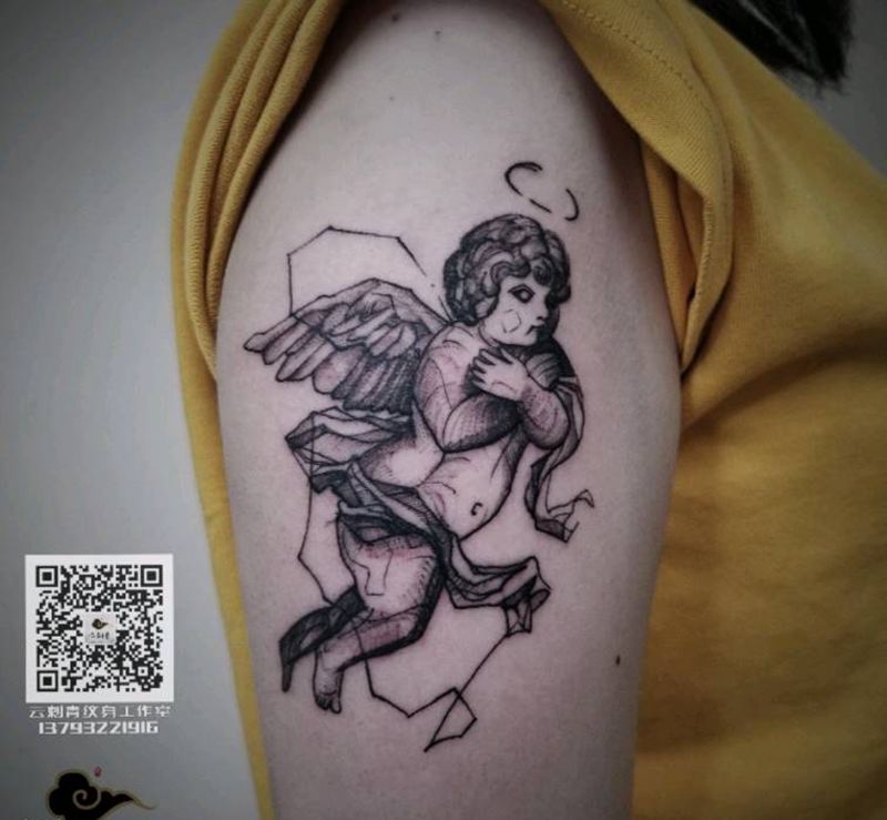 小天使纹身图片_手臂纹身图案