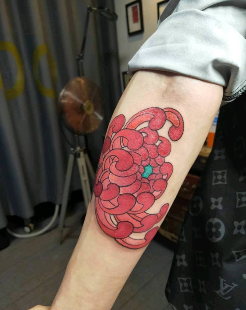 菊花纹身图片_手臂New School纹身图案