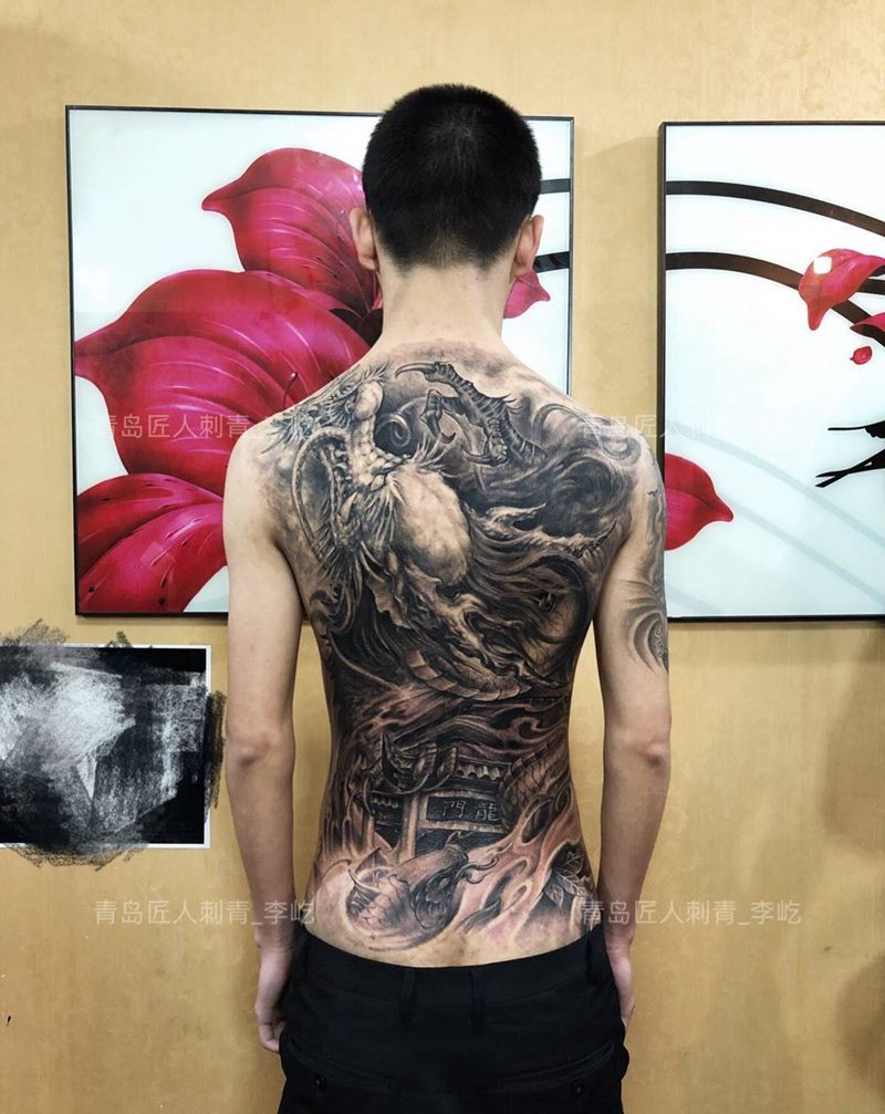 龙门 满背纹身图片_成品背部传统习俗写实鬼神原创纹身图案