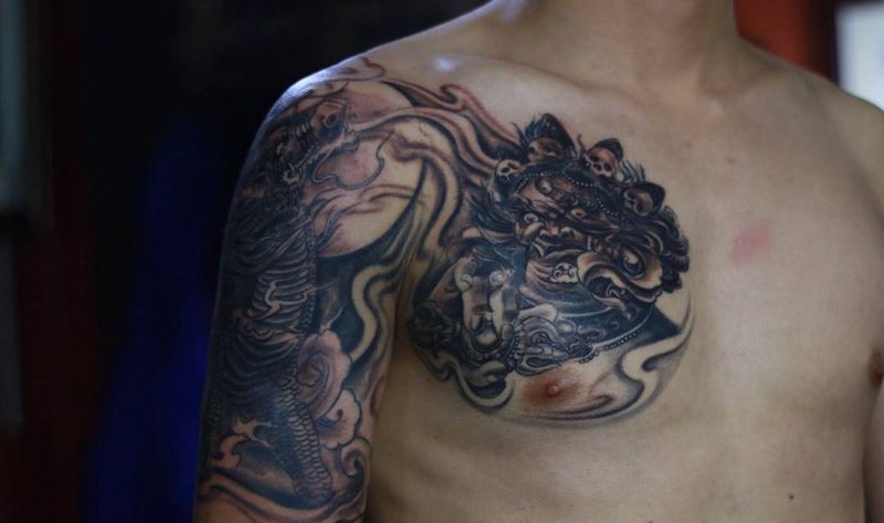 半甲纹身图片_成品黄岛青岛刺青青岛纹身图案