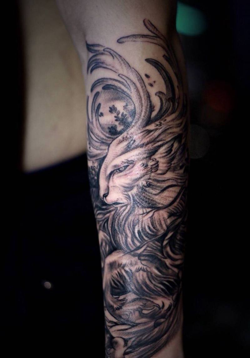 神鹿纹身图片_手部欧美动物黄岛青岛刺青青岛鹿纹身图案