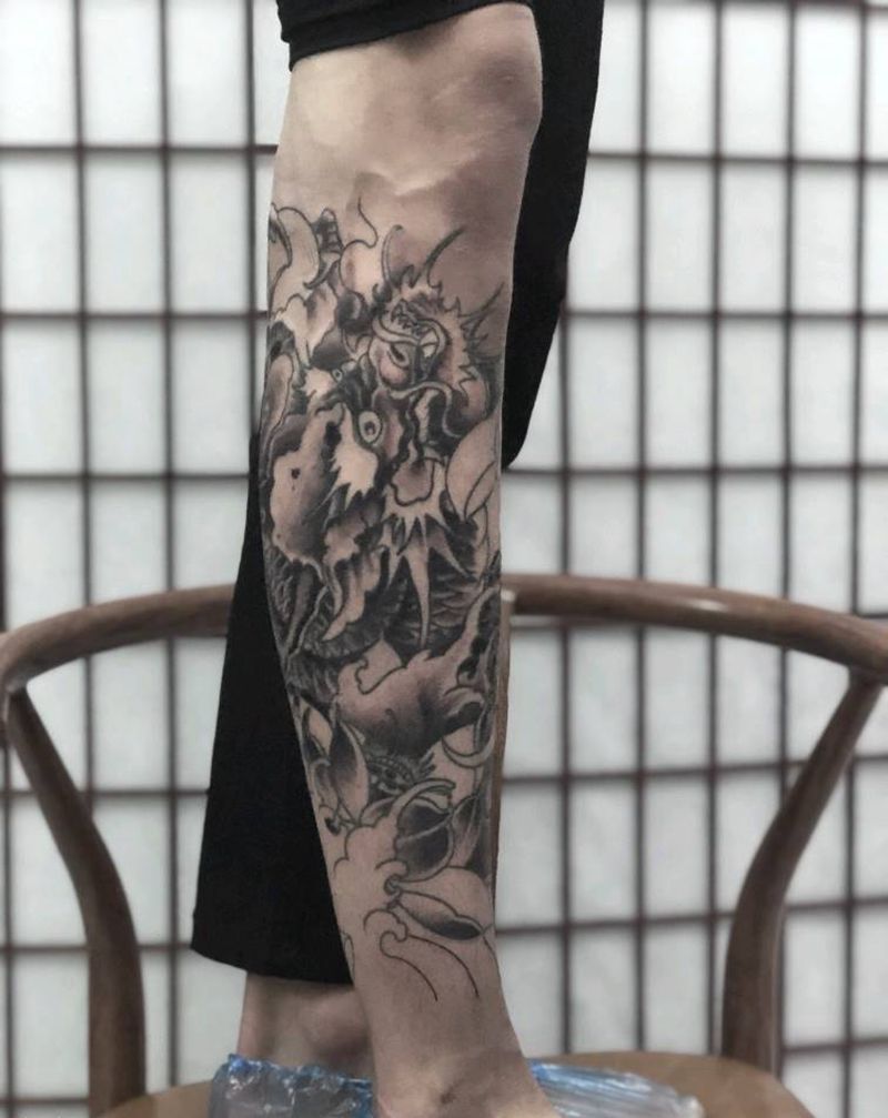 修改小腿  修改上色纹身图片_腿部纹身图案