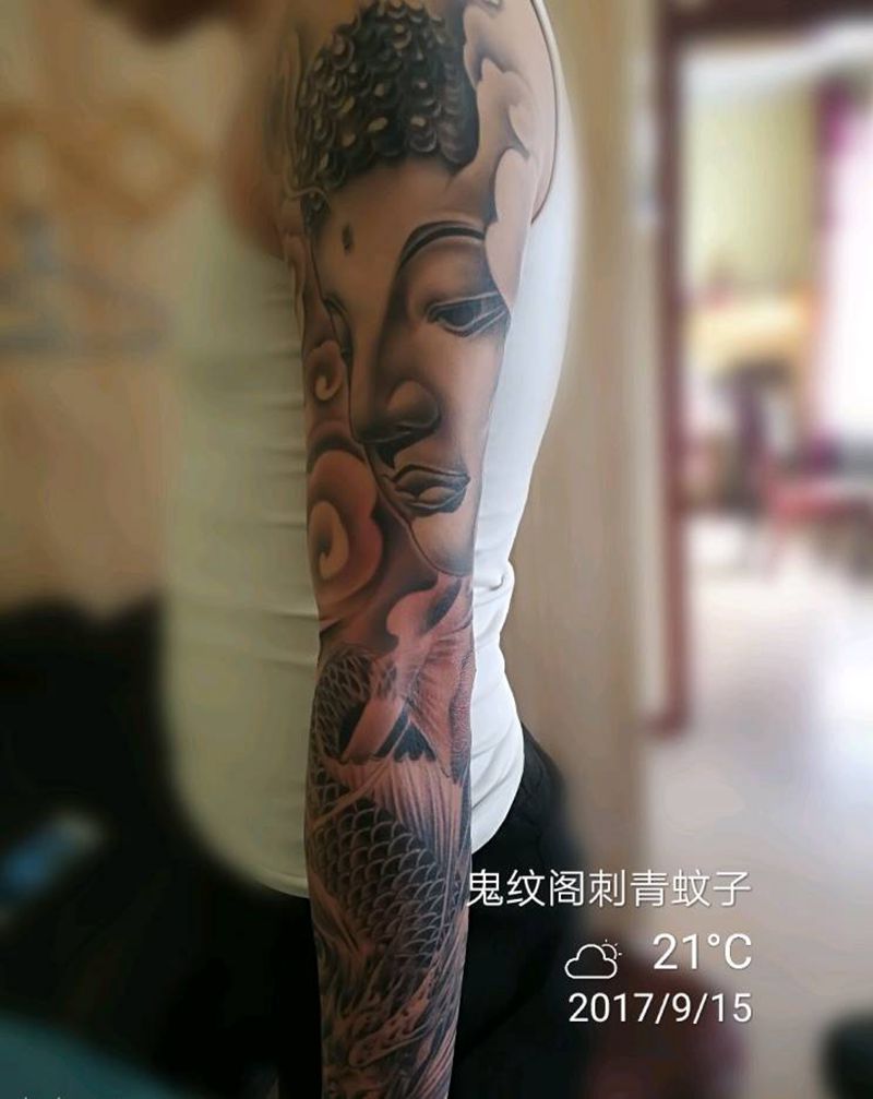 佛头，鳌鱼纹身图片