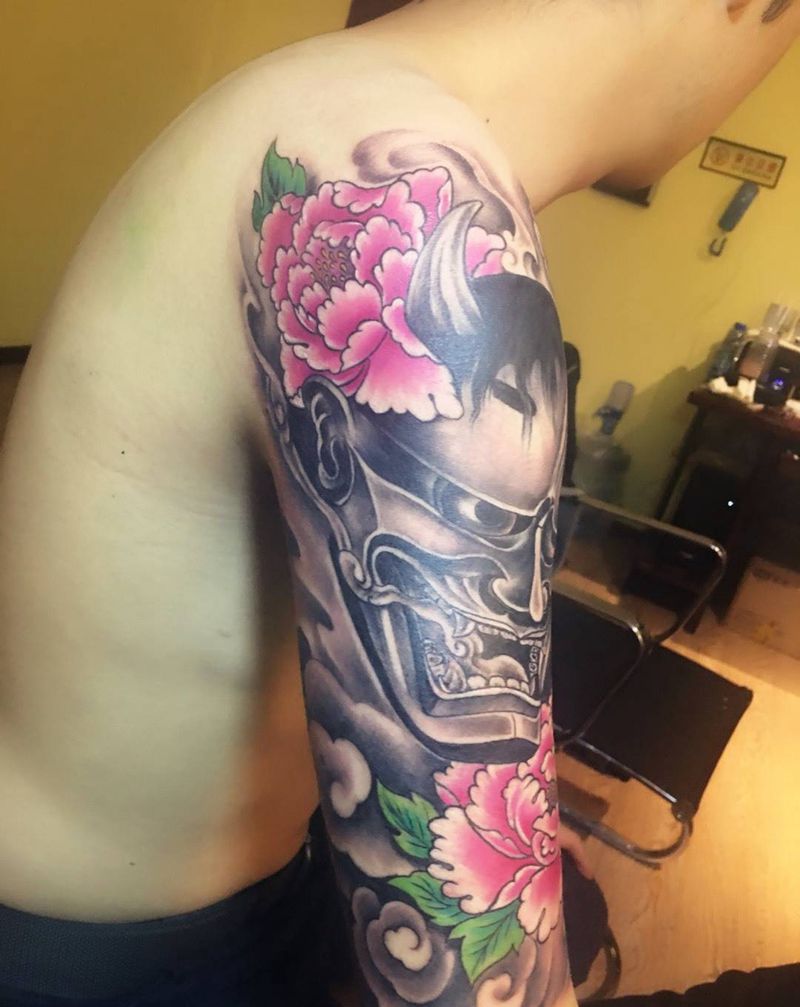 般若纹身图片_肩部传统鬼神成品纹身图案