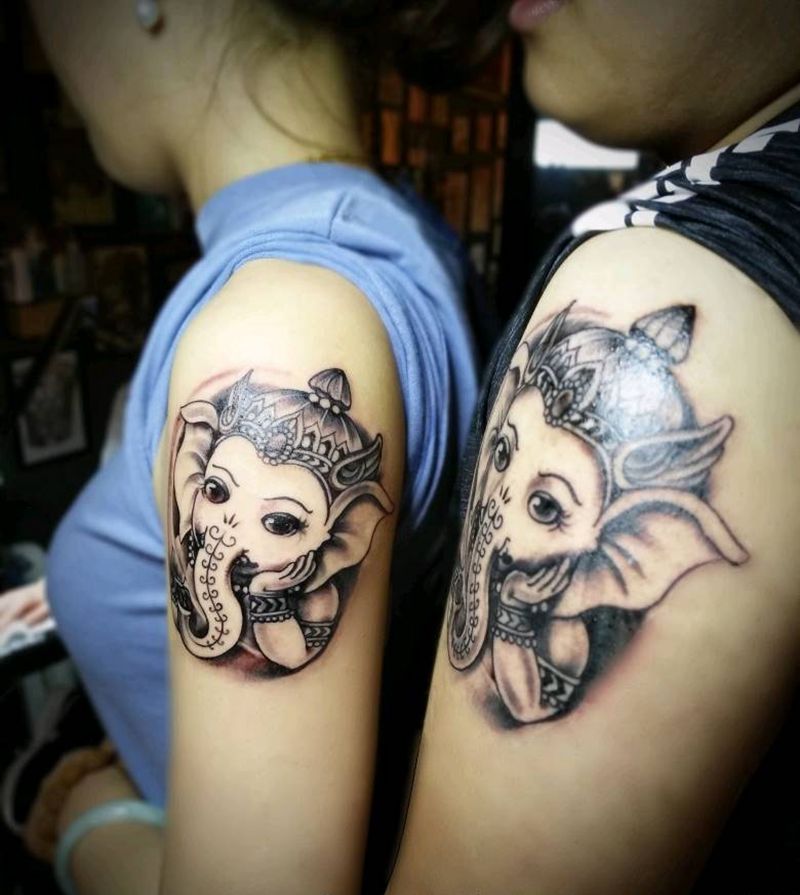 小象纹身图片_手臂New School纹身图案