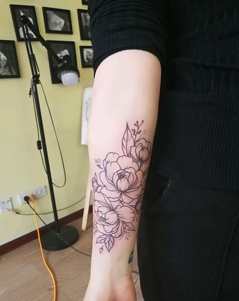 小清新花纹身图片_手臂欧美植物成品纹身图案