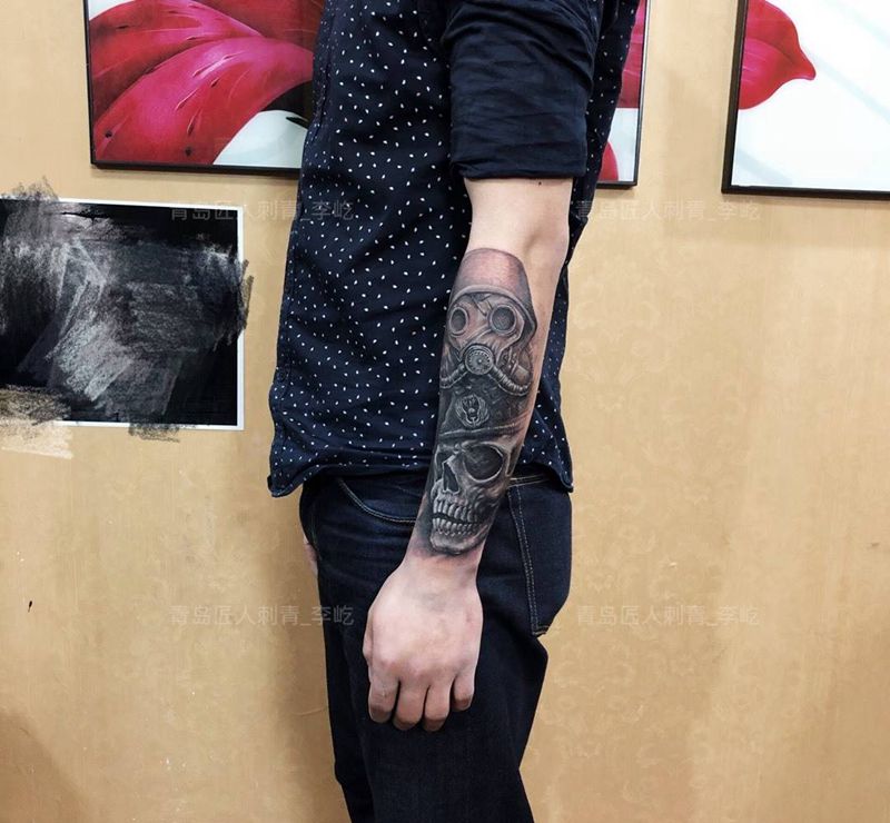 遮盖小臂纹身图片_成品手臂欧美写实人物原创纹身图案