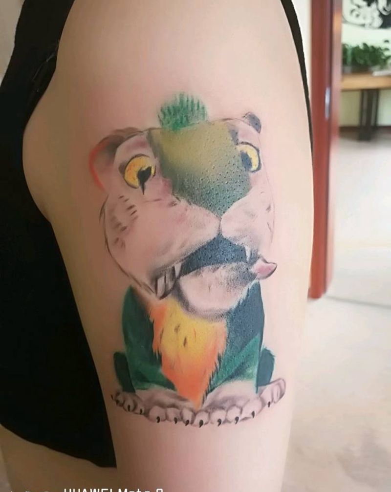 小老虎，恢复前后纹身图片