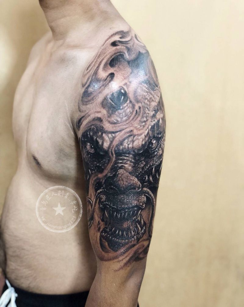 大臂龙头 龙纹身纹身图片