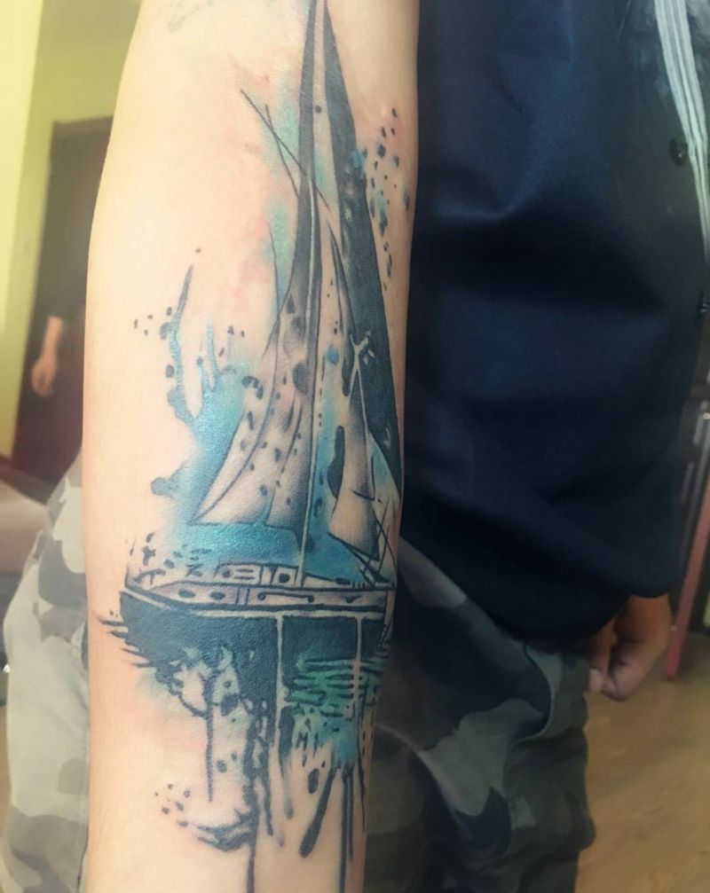 帆船纹身图片
