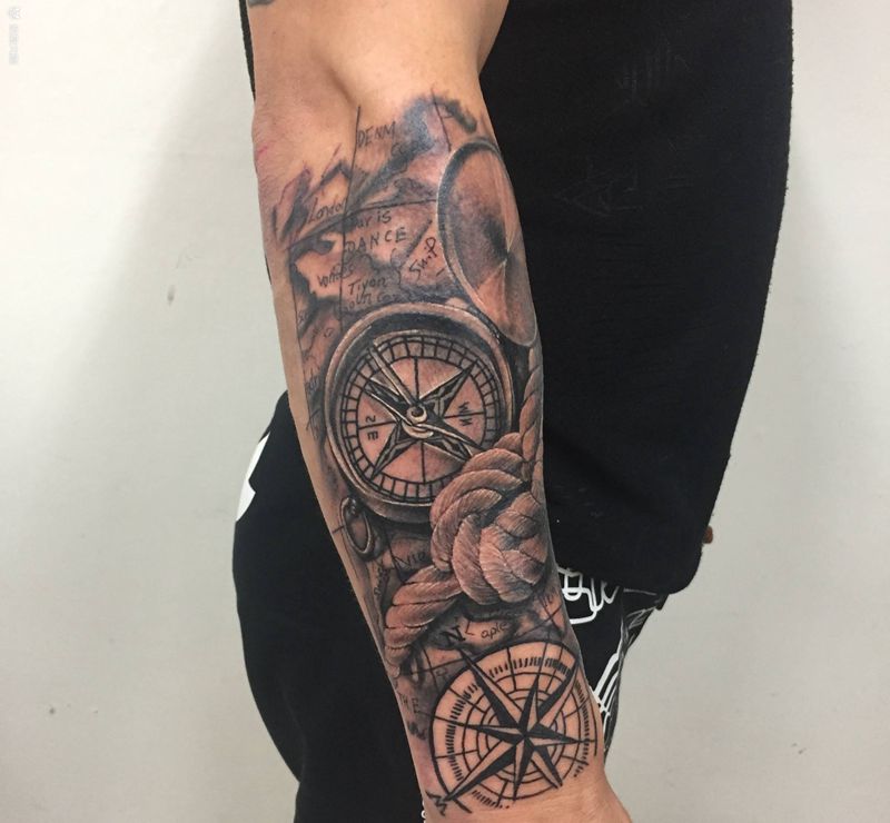 航海纹身图片_手臂欧美写实纹身图案