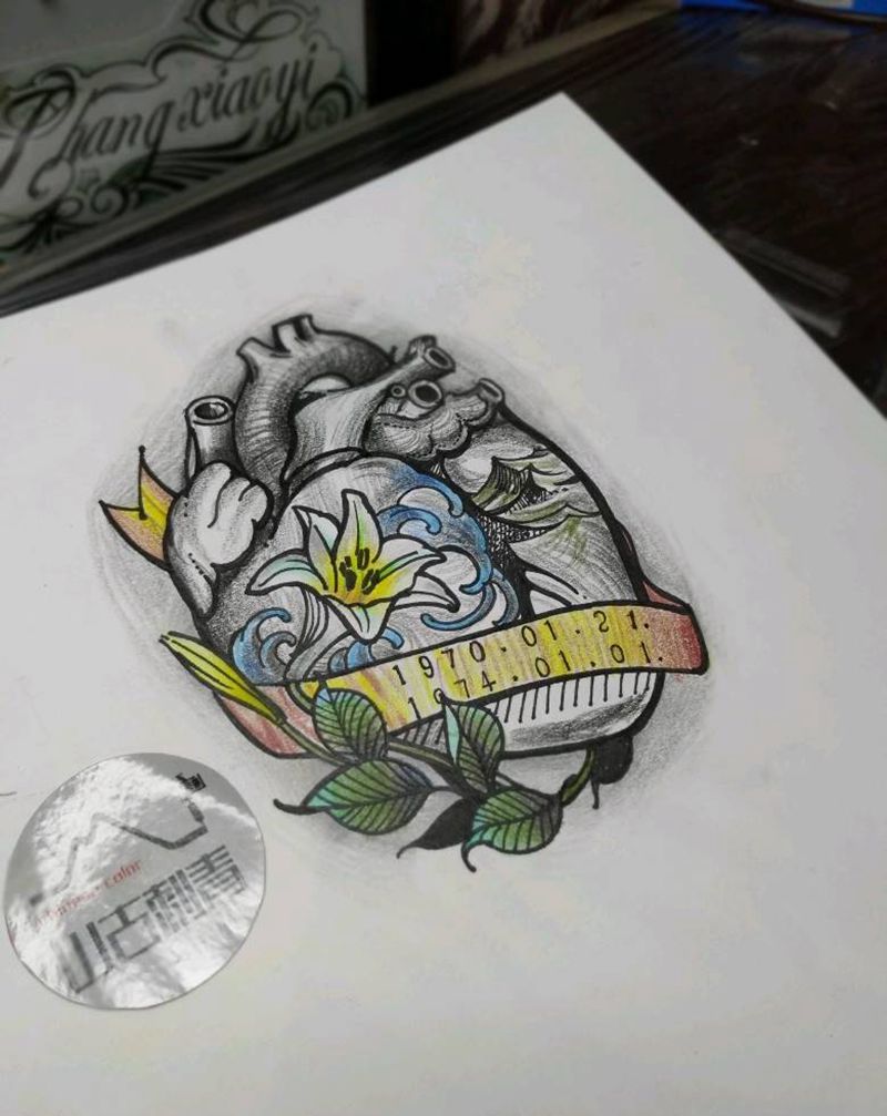 心脏纹身图片_New School纹身图案