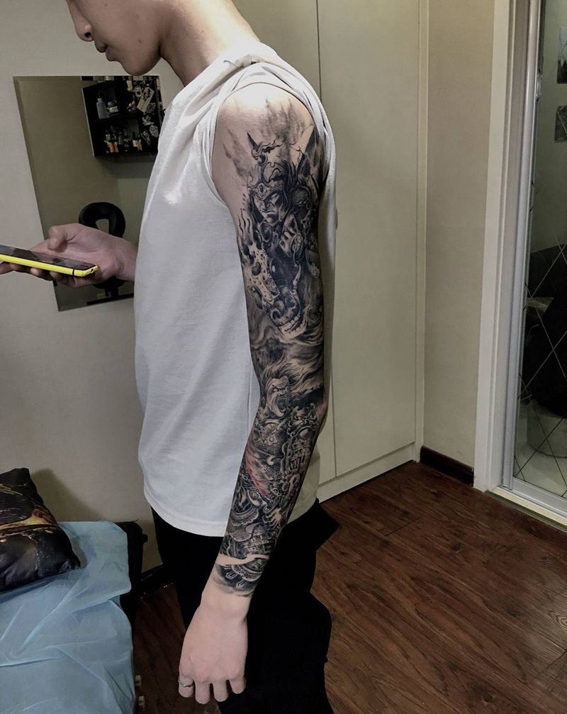 花臂战神杀神纹身图片